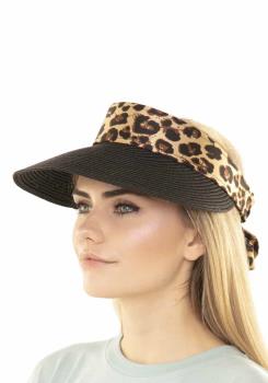 Leopard Straw Sun Hat Adjustable Visor